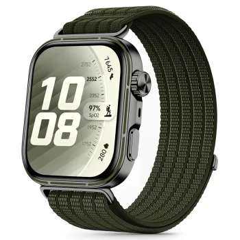 Tech-Protect Nylon pulksteņa siksniņa Huawei Watch Fit 3 / 4 / 4 Pro / 5 / 5 Pro, zaļa