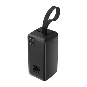 Ārējais akumulators Wozinsky W8-B 50000 mAh 30W ar LED lukturīti, melns
