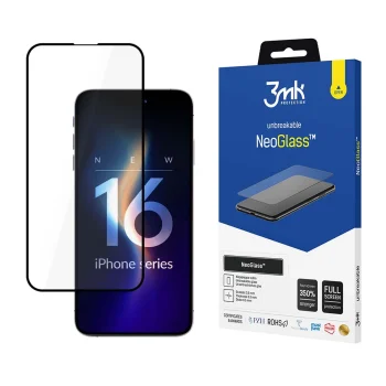 Apple iPhone 16 6.1'' 3MK NeoGlass Tempered Glass Screen Protector | Telefona Aizsargstikls uz Visu Ekrānu Pilna...