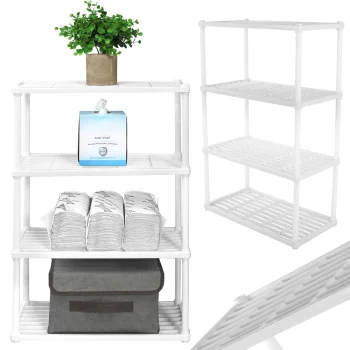 Stāvošs 4 līmeņu plaukts-organizators vannas istabai un virtuvei, 64 x 41 x 22 cm, balts