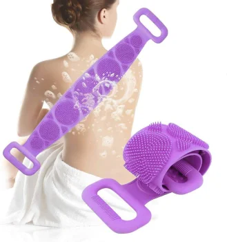 Divpusējs Silikona Sūklis Birste Masažieris Ķermenim un Kājām, Violets | Bath Sponge Shower Body Legs Massager...