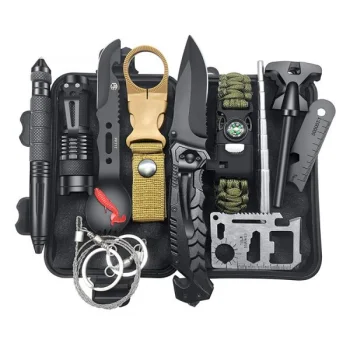 Daudzfunkcionāls tūrisma izdzīvošanas piederumu komplekts EDC SOS, 12 elementi | Survival Kit Set Emergency Supplies