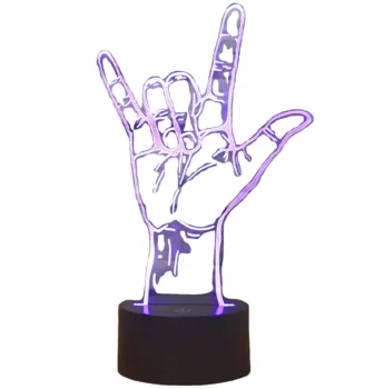 3D LED nakts lampiņa V-veida roka, RGB