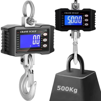 Piekaramie noliktavas āķa svari 500kg ar LCD displeju un akumulatoru
