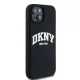 DKNY iPhone 14 vāciņš Liquid Silicone White Printed Logo MagSafe, melns