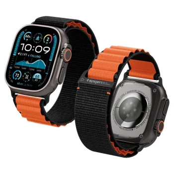 Spigen WBF1 siksniņa Apple Watch 44 / 45 / 46 / 49 mm, melna un oranža