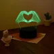 3D LED nakts lampiņa Rokas sirds formā ZD98C, RGB