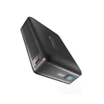 Ārējais akumulators SBS HD 30W 10000mAh ar LCD displeju, USB-C un USB-A, melns