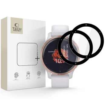 Tech-Protect Glass Flex+ hibrīda aizsargstikls Garmin Venu 2S, 2 gab., melns
