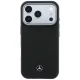 Mercedes Leather Semi Wrap Grill Pattern MagSafe vāciņš iPhone 17 Pro, melns