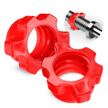 4Fizjo 25 mm plastmasas vītņoti svaru stieņa fiksatori, 2 gab., sarkani