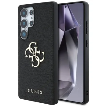 Guess Grained Big 4G Logo vāciņš Samsung Galaxy S25 Ultra melns