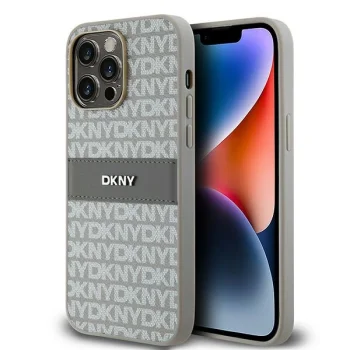 DKNY iPhone 14 Pro vāciņš Mono Stripe & Metal Logo, bēšs