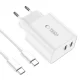 Tech-Protect C35W tīkla lādētājs 2x USB-C PD 35W un USB-C kabelis, balts