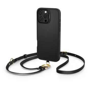 Spigen Cyrill Classic Charm MagSafe vāciņš iPhone 16 Pro Max ar siksniņu, melns