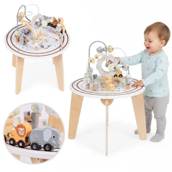 Koka attīstošais galdiņš bērniem 5in1 ar labirintu un spoguli ECOTOYS