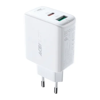 Acefast A5 sienas lādētājs USB Type-C / USB, 32W, PPS, PD, QC 3.0, balts
