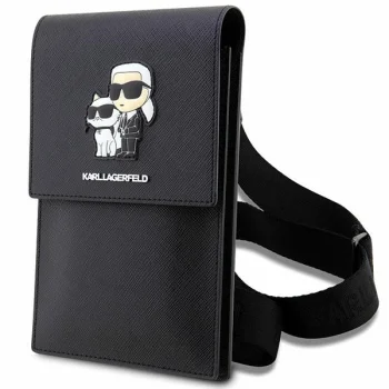 Karl Lagerfeld KLWBSAKCPMK universāla telefona somiņa Saffiano Karl & Choupette, melna