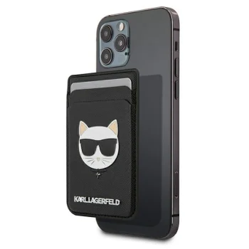 Karl Lagerfeld Saffiano Choupette Head MagSafe maciņš telefonam Melns