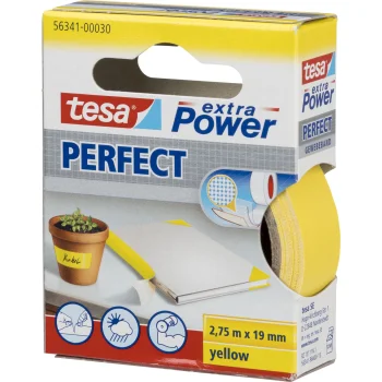 Tesa extra Power Perfect auduma līmlente, 2.75 m x 19 mm, dzeltena (56341)