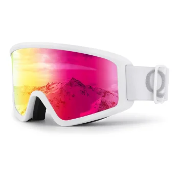 Qunature White slēpošanas brilles pieaugušajiem, UV 400, Anti-fog, baltas