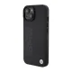 BMW iPhone 15 vāciņš Leather Hot Stamp MagSafe, melns
