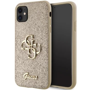 Guess iPhone 11 / Xr vāciņš Glitter Script Big 4G, zelta
