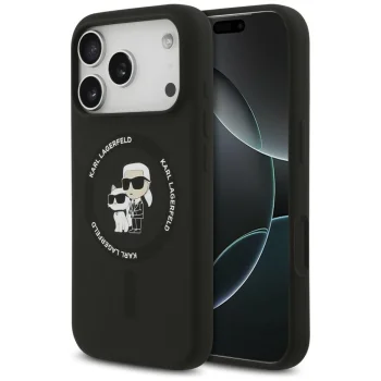 Karl Lagerfeld Silicone Karl&Choupette Ring MagSafe vāciņš iPhone 18 Pro Max / 17 Pro Max, melns