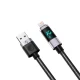 Orico LDA2L USB-A uz Lightning kabelis 12W ar LED displeju 0.5m, melns un sudraba