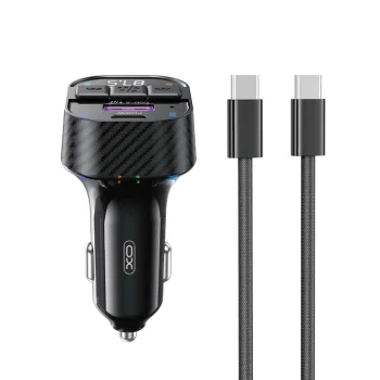 FM modulators XO BCC17 ar 30W auto lādētāju, Bluetooth, USB-C kabelis, melns