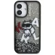 Karl Lagerfeld Liquid Glitter Choupette Logo iPhone 16 vāciņš, melns
