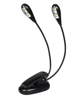 Dubultā LED lampa ar klipsi, melna