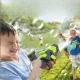 Elektriska ūdens un ziepju burbuļu šautene 2in1, 35 cm, zaļa/pelēka