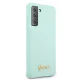 Guess Samsung Galaxy S21+ vāciņš Silicone Script Metal Logo, zils