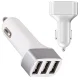 Auto lādētājs ar 3x USB portiem (1.1A, 2.1A, 3.1A), balts/sudraba