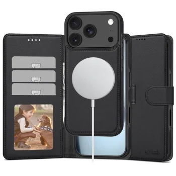 Atverams vāciņš Tech-Protect Wallet MagSafe priekš iPhone 17 Pro, matēti melns