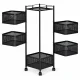 Virtuves plaukts ar ritenīšiem ModernHome, 5 rotējoši grozi, 28x28x90 cm, melns