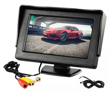 Automašīnas atpakaļskata kameras monitors ar 4,3'' LCD ekrānu, melns