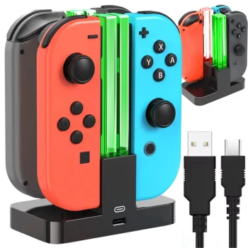 Joy-Con uzlādes stacija 4 Nintendo Switch pultīm ar LED