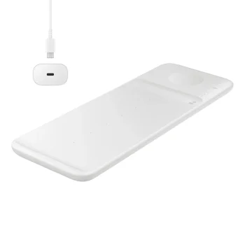 Bezvadu lādētājs Samsung Base Trio EP-P6300TWEGEU 3in1 ar 25W tīkla lādētāju, balts