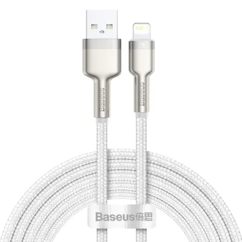 Baseus Cafule USB to Apple iPhone Lightning Data Charging Cable, 2.4A, 2m, White | Lādētājvads Datu Pārraides...