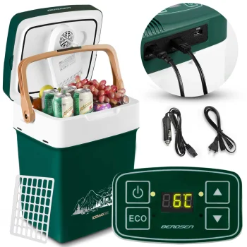 Berdsen Icemax 3826 pārnēsājams auto ledusskapis, 29L, Eco režīms, zaļš