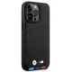 BMW iPhone 14 Pro Max maciņš Leather Stamp Tricolor MagSafe Melns