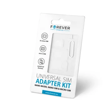 SIM kartes adapteru komplekts Forever Micro un Nano, balts