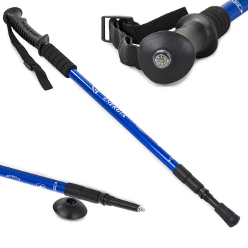 Nordic Walking un nūjošanas nūja ar kompasu, zila (1 gab.)