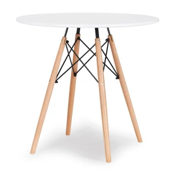 Apaļš skandināvu stila ēdamistabas galds ModernHome, 80 cm, balts