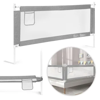 Ecotoys gultas aizsargbarjera bērniem, 200 cm, pelēka/balta