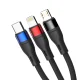 3mk Hyper Cable N-SERIES 3in1 USB-A uz USB-C / Lightning / Micro USB kabelis 1.2m 18W, melns