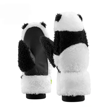 Qunature Panda slēpošanas cimdi bērniem un pieaugušajiem, S izmērs, melni/balti