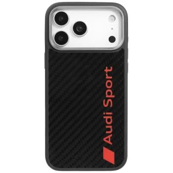 Audi R8 Carbon Fiber MagSafe vāciņš iPhone 17 Pro Max telefonam, melns
